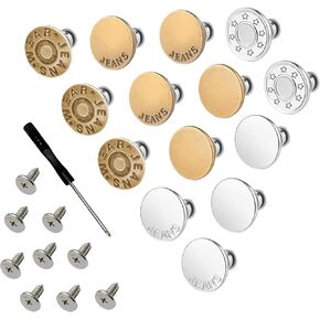 14 PCS Jean Buttons for Loose Jeans - 17 mm Reusable Replacement Buttons No-Sew Nailess Removable Metal Jeans Buttons with Screwdrivers for Cowboy Clothing Jackets Pants DIY Accessories (14) in Kuwait