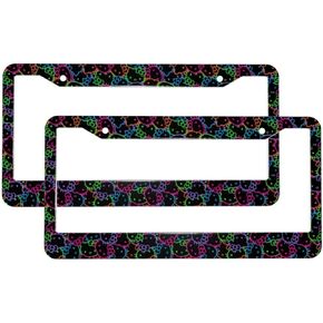 2 Pcs Cartoon Pink License Plate Frame - Cute Cat Design for Women Kawaii Car Tag Cover Holder, Universal for Vehicles Stylish Car Decor Accessories in Saudi Arabia