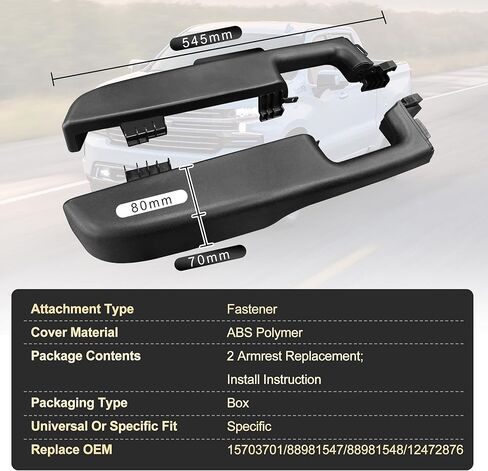 مقبض مسند ذراع للباب الأمامي والراكب من KAIRAY 12472876 متوافق مع 1999-2006 Chevy Suburban Silverado Sierra Tahoe Avalanche Escalade & GMC Yukon، أسود in Kuwait