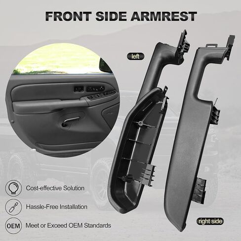 مقبض مسند ذراع للباب الأمامي والراكب من KAIRAY 12472876 متوافق مع 1999-2006 Chevy Suburban Silverado Sierra Tahoe Avalanche Escalade & GMC Yukon، أسود in Kuwait
