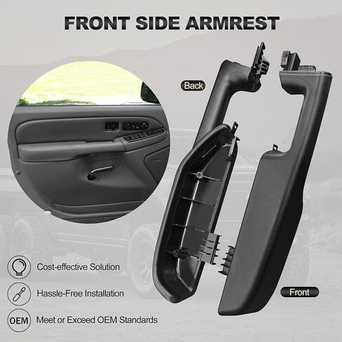 مقبض مسند ذراع للباب الأمامي والراكب من KAIRAY 12472876 متوافق مع 1999-2006 Chevy Suburban Silverado Sierra Tahoe Avalanche Escalade & GMC Yukon، أسود in Kuwait