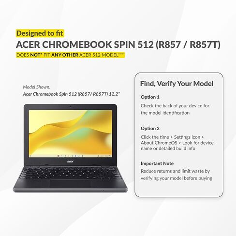 حافظة UZBL Air صلبة لجهاز Acer Chromebook 512 R857، غطاء شفاف واقٍ K-12 مقاوم للطلاب (عبوة واحدة) in Kuwait
