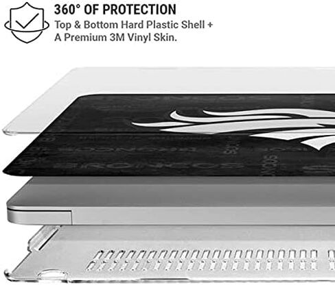 حافظة Skinit + غلاف متوافق مع جهاز MacBook Air 13in M1 (2021) - تصميم باللونين الأبيض والأسود مرخص رسميًا من NFL Denver Broncos in Kuwait