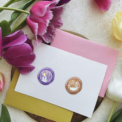 Magic Space Wax Seal Stamp, Vintage Sealing Stamp Heads and A Pearwood Handle for Party Invitations, Envelops, Cards and Gift Packaging Decorating Cards (25mm Removable Brass Head) in Saudi Arabia