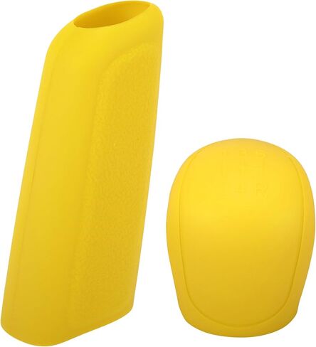 X AUTOHAUX غطاء فرامل اليد للسيارة، غطاء مقبض ناقل الحركة، مجموعة حماية ناقل الحركة من السيليكون العالمي باللون الأصفر in Kuwait