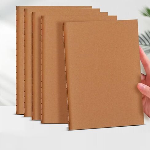 5-Pack A5 Kraft Turned Line Notebook, Stitched Horizontal Line Notepad Exercise Notebook in Saudi Arabia