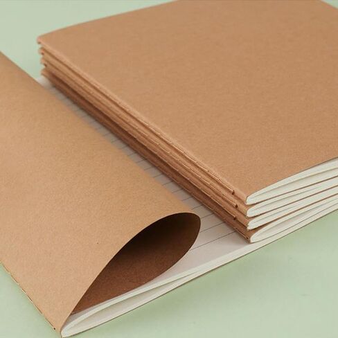 5-Pack A5 Kraft Turned Line Notebook, Stitched Horizontal Line Notepad Exercise Notebook in Saudi Arabia