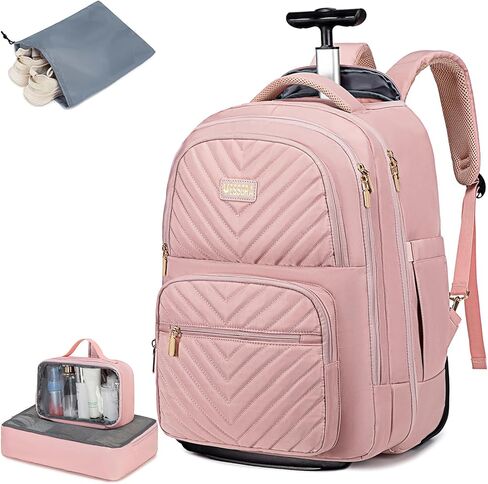 حقيبة ظهر متدحرجة للرجال البالغين مع عجلات، حقيبة ظهر للسفر بعجلات تحمل الأمتعة مقاس 22 × 14 × 9 معتمدة من شركة الطيران، حقيبة ظهر للكمبيوتر المحمول مقاس 17.3 بوصة، حقيبة ظهر كبيرة متدحرجة للسفر والعمل in Kuwait