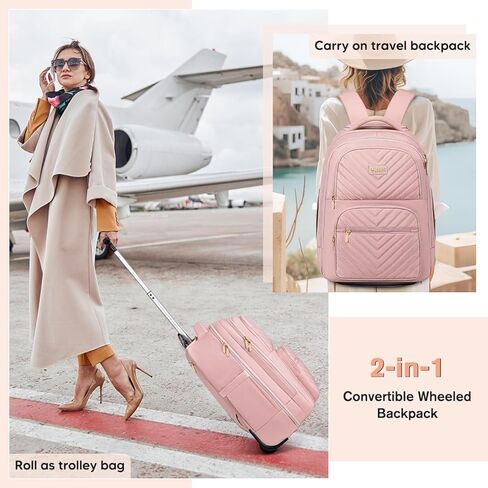 حقيبة ظهر متدحرجة للرجال البالغين مع عجلات، حقيبة ظهر للسفر بعجلات تحمل الأمتعة مقاس 22 × 14 × 9 معتمدة من شركة الطيران، حقيبة ظهر للكمبيوتر المحمول مقاس 17.3 بوصة، حقيبة ظهر كبيرة متدحرجة للسفر والعمل in Kuwait