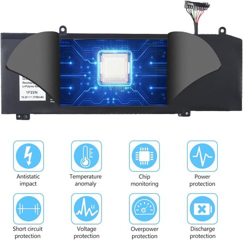 بطارية 1F22N متوافقة مع Dell Alienware M15 M17 R1 G7 7590 7790 G5 5590-D2783W D2743B D2843W Series 0JJPFK 08622M XRGXX 06YV0V 15.2V 60Wh in Kuwait
