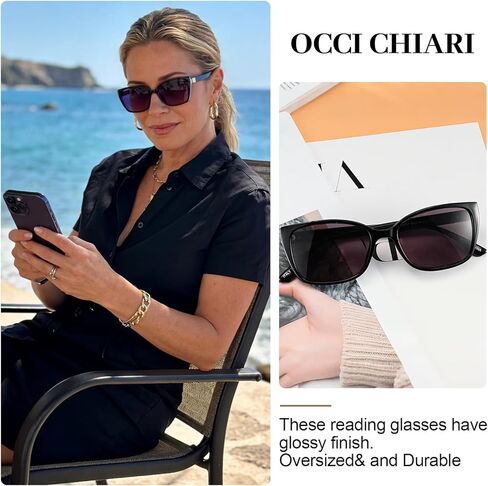 OCCI CHIARI قراءة الشمس للسيدات كبيرة الحجم تحجب الضوء الأزرق قارئات الشمس في الهواء الطلق UV400 1.0 1.5 2.0 2.5 3.0 3.5 in Kuwait