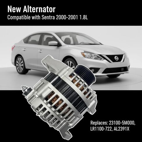 مولد كهربائي جديد متوافق مع Nissan Sentra 2000-2001 1.8L، يستبدل 23100-5M000/231005M000 LR1100-722/LR1100722، LR1100722R، AL2391X، 210-3147 in Kuwait