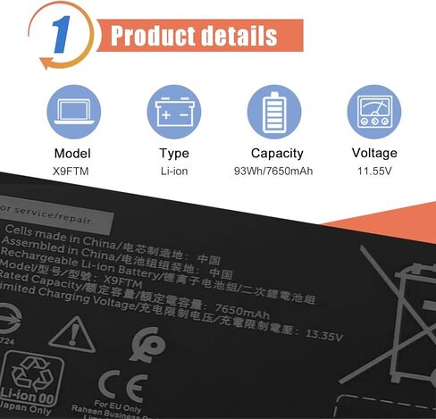 بطارية كمبيوتر محمول ASODI X1W0D متوافقة مع Dell XPS 13 7390 2 في 1 / XPS 13 9310 2 في 1 P103G P103G001 P103G002 Series 52TWH XX3T7 0XX3T7 00FDRT X1WOD MM6M8 0MM6M8 51Wh/6375mAh in Saudi Arabia