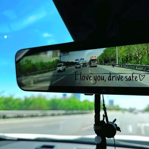 I Love You Drive Safe Mirror Decal for Car Rear View Mirror Stickers Accessories for Women Men Husband Birthday Gifts from Wife Anniversary Presents for Boyfriend Gifts from Girlfriend Romantic Gift in Saudi Arabia