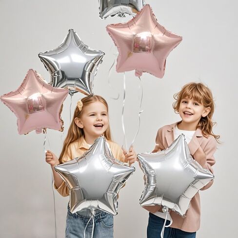 129 PCS Luxury Balloon Garland Kit – Gray, Pink & White Arch Set with Foil Star Balloons for Baby Shower, Birthday, and Party Decoration in Saudi Arabia