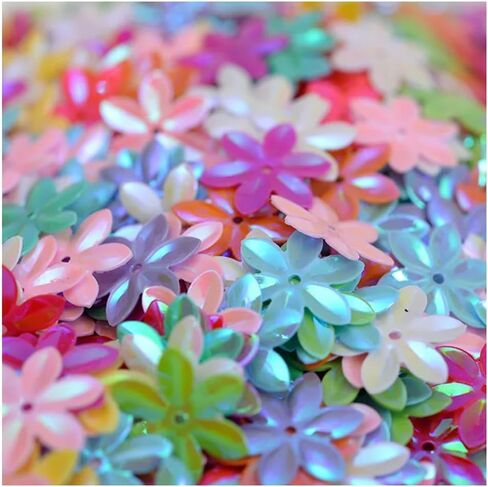 ECYC Ltd 10g 15mm 3D Flower Shape Sequins Loose Sequins Beads Sewing Sequins Glitter Sequin Confetti Sequins Paillettes for DIY Craft, Embroidery, Applique, Clothing, Jewelry Making, Party Decorations in Saudi Arabia