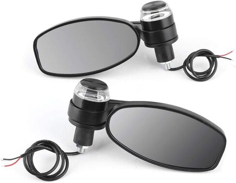 2Pcs 7/8in Motorcycle Rearview Mirror,Aluminum Handlebar End Rearview Mirrors with Turn Light Universal Motorcycle Parts in Saudi Arabia