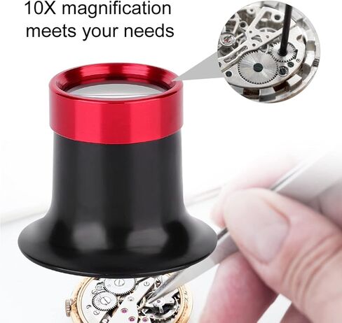 Magnifier for Watchmaker, 10X Jewelry Loop Magnifier, Aluminum Alloy Eye Magnifier Loupe Repair Watch Magnifying Glass Loupe Lens, Jewelers loupes in Saudi Arabia