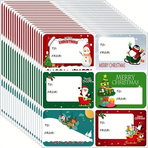 Christmas Gift Tags Stickers, 20 Sheets Self-Adhesive Christmas Labels for Christmas Gift Wrapping Decoration in Saudi Arabia