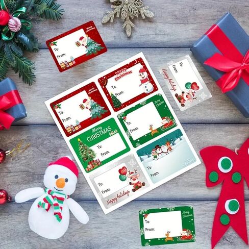 Christmas Gift Tags Stickers, 20 Sheets Self-Adhesive Christmas Labels for Christmas Gift Wrapping Decoration in Saudi Arabia
