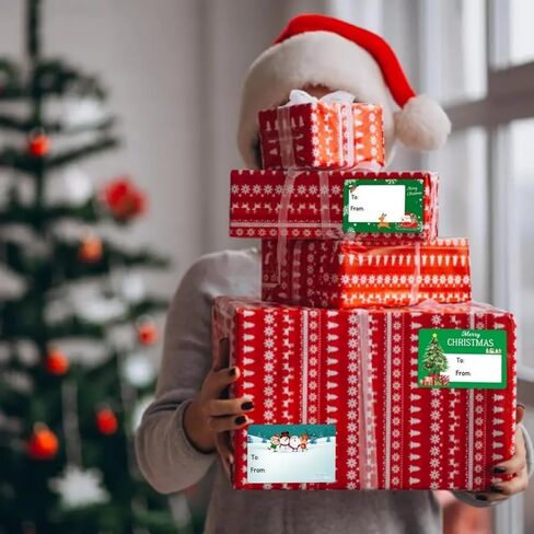 Christmas Gift Tags Stickers, 20 Sheets Self-Adhesive Christmas Labels for Christmas Gift Wrapping Decoration in Saudi Arabia
