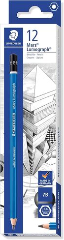 قلم رسم فني جرافيت من Staedtler Mars Lumograph 7B، ناعم ومقاوم للكسر، 12 عبوة، 100-7B in Saudi Arabia