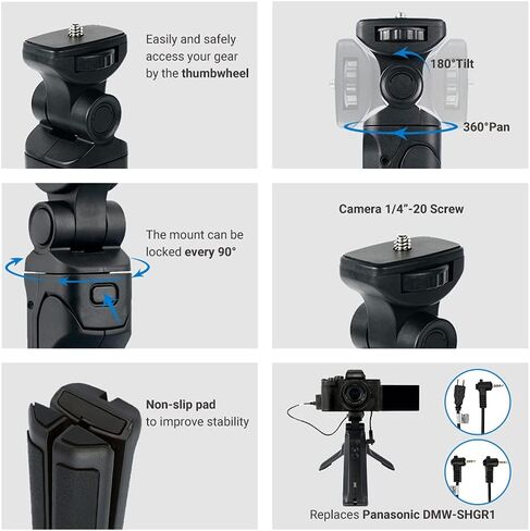 Wireless Remote Control, Camera Shooting Grip Tripod Replaces Canon HG-100TBR for Canon EOS R100 R50 R10 R8 R7 R6 Mark II R5 M50 M6 Mark II 6D Mark II 90D 77D PowerShot V10 G5 X Mark II G7 X Mark III in Saudi Arabia