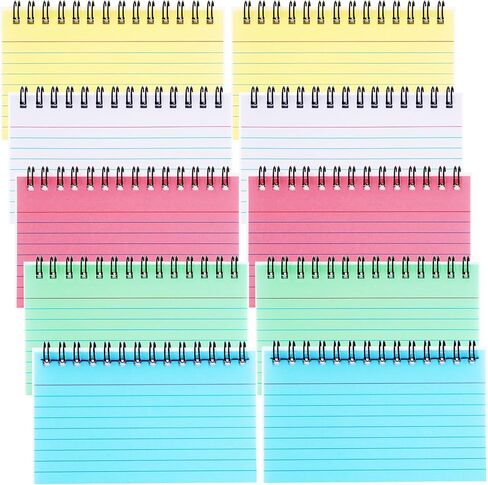 500 Pcs Spiral Index Cards, 3x5 Inch Flash Cards with Ring, Colored Ruled Note Card with Waterproof Covers, Spiral Bound Flashcards for Studying Office, to Do List (5 Colors) in Saudi Arabia