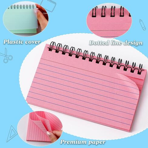 500 Pcs Spiral Index Cards, 3x5 Inch Flash Cards with Ring, Colored Ruled Note Card with Waterproof Covers, Spiral Bound Flashcards for Studying Office, to Do List (5 Colors) in Saudi Arabia