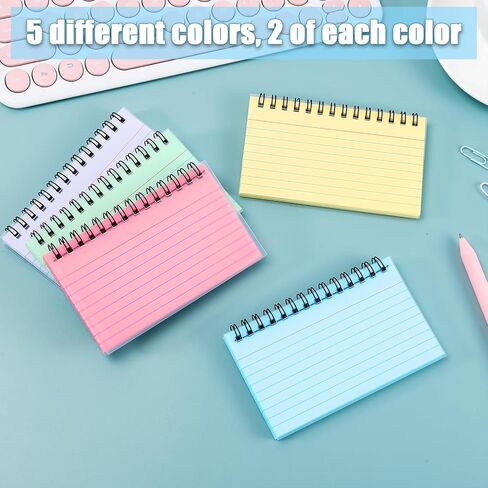 500 Pcs Spiral Index Cards, 3x5 Inch Flash Cards with Ring, Colored Ruled Note Card with Waterproof Covers, Spiral Bound Flashcards for Studying Office, to Do List (5 Colors) in Saudi Arabia
