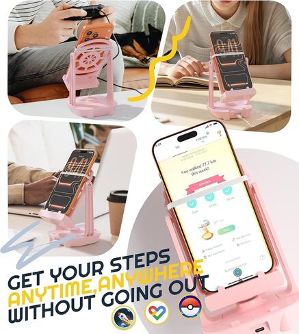 Orzero Steps Counter Compatible for Po-ke-mon Go Walker Phone Swing Accessories Cellphone Pedometer (USB Cable) (Easy Installation) (Mute Version) Egg hatcher Rocker Quick Steps Earning Device - Black in Saudi Arabia