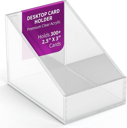 Desktop Card Holder – Premium Clear Acrylic Organizer | Holds 300+ 2.5" x 3" Cards | Slanted Design for Easy Access | Sleek Office Desk Accessory in Saudi Arabia