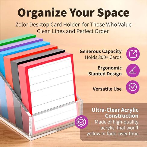 Desktop Card Holder – Premium Clear Acrylic Organizer | Holds 300+ 2.5" x 3" Cards | Slanted Design for Easy Access | Sleek Office Desk Accessory in Saudi Arabia