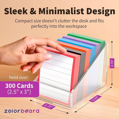 Desktop Card Holder – Premium Clear Acrylic Organizer | Holds 300+ 2.5" x 3" Cards | Slanted Design for Easy Access | Sleek Office Desk Accessory in Saudi Arabia