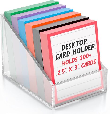 Desktop Card Holder – Premium Clear Acrylic Organizer | Holds 300+ 2.5" x 3" Cards | Slanted Design for Easy Access | Sleek Office Desk Accessory in Saudi Arabia