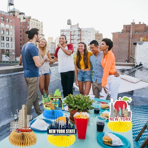 9 قطعة ديكور حفلات مدينة نيويورك الأمريكية Nyc قرص العسل المركزية ديكورات أمريكية موضوع لوازم طاولات الحفلات USA Nyc ديكور سيتي سكيب برودواي ديكور الحفلات in Kuwait