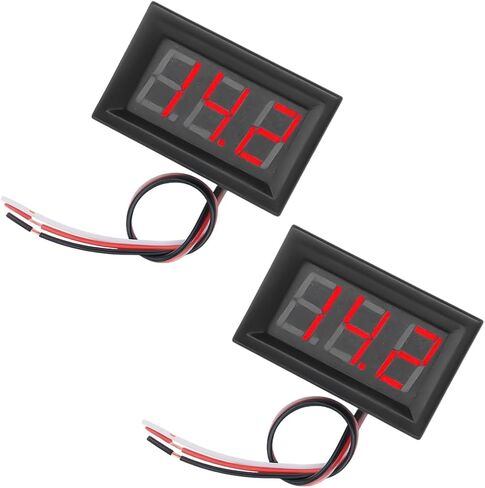 Car DC 0-100V Mini Voltmeter Gauge, 2PCS 0.56" 3 Wire Waterproof DC Voltage Meter, LED Digital Display Panel, Compatible with EV Automotive Motorcycle Voltage Indicator in Saudi Arabia