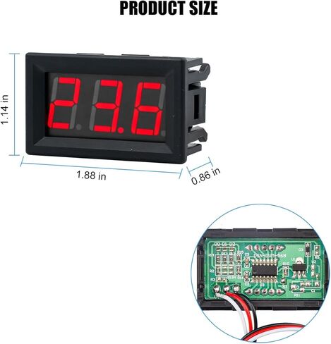 Car DC 0-100V Mini Voltmeter Gauge, 2PCS 0.56" 3 Wire Waterproof DC Voltage Meter, LED Digital Display Panel, Compatible with EV Automotive Motorcycle Voltage Indicator in Saudi Arabia