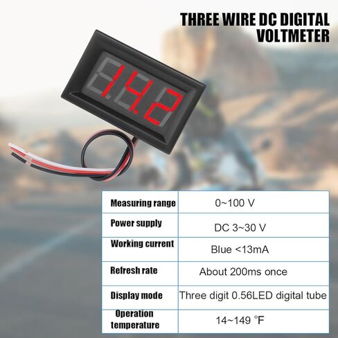 Car DC 0-100V Mini Voltmeter Gauge, 2PCS 0.56" 3 Wire Waterproof DC Voltage Meter, LED Digital Display Panel, Compatible with EV Automotive Motorcycle Voltage Indicator in Saudi Arabia