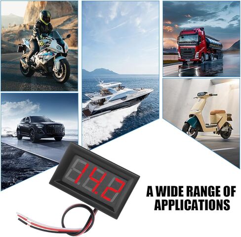 Car DC 0-100V Mini Voltmeter Gauge, 2PCS 0.56" 3 Wire Waterproof DC Voltage Meter, LED Digital Display Panel, Compatible with EV Automotive Motorcycle Voltage Indicator in Saudi Arabia