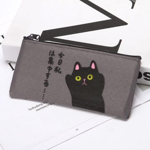 Large Capacity Oxford Cloth Pen Bag Canvas Pencil Case Cute Cartoon Cat Pencil Bag Pen Pencil Eraser Storage Bag in Saudi Arabia