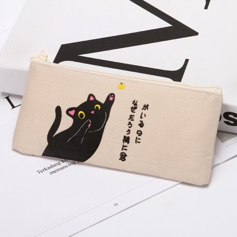 Large Capacity Oxford Cloth Pen Bag Canvas Pencil Case Cute Cartoon Cat Pencil Bag Pen Pencil Eraser Storage Bag in Saudi Arabia