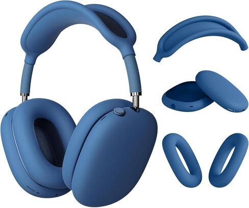 حافظة سيليكون لجهاز AirPod Max (2024/2020)، حافظة وسادة الأذن / غطاء أكواب الأذن / غطاء عصابة الرأس، جلد مضاد للخدش، ملحقات غطاء حماية فائق لجهاز Apple AirPods Max (USB-C) (أسود) in Saudi Arabia