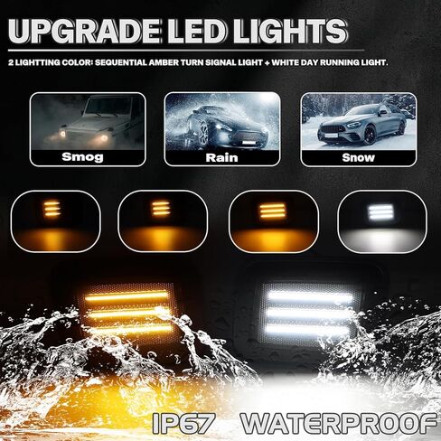 أضواء إشارة الانعطاف الكهرمان المتتابعة لـ Hummer H2 2003-2009 مصابيح LED ديناميكية للزاوية الأمامية للعلامات الجانبية مفاتيح بيضاء DRL Sidemarker مؤشر وقوف السيارات عدسة مدخنة قطعتين in Kuwait