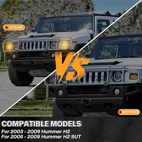 أضواء إشارة الانعطاف الكهرمان المتتابعة لـ Hummer H2 2003-2009 مصابيح LED ديناميكية للزاوية الأمامية للعلامات الجانبية مفاتيح بيضاء DRL Sidemarker مؤشر وقوف السيارات عدسة مدخنة قطعتين in Kuwait