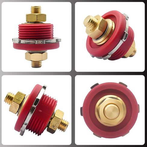 Red 3/8" Thru Panel Battery Terminal Connector, 250A Battery Bulkhead Connector for Car RV Truck Yacht Ship Racing Car Farm Vehicle in Saudi Arabia