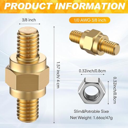 8 قطع طرف بطارية جانبي 3/8 16 براغي محول عمود جانبي قياسي و8 قطع عروات بطارية 1/0 AWG-3/8 مع 8 قطع أنابيب انكماش حراري in Kuwait