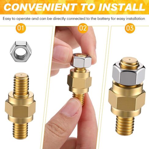 8 قطع طرف بطارية جانبي 3/8 16 براغي محول عمود جانبي قياسي و8 قطع عروات بطارية 1/0 AWG-3/8 مع 8 قطع أنابيب انكماش حراري in Kuwait