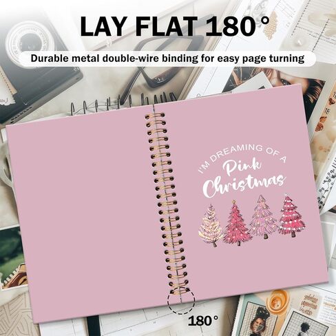 DILSJ Pink Christmas Notebook Journal, Preppy Pink Xmas Tree Journals Notebooks, Christmas Office Gifts, Preppy Girly Office Supplies Hardcover Spiral Notebook Journal, 5.5x8.3 Inch in Saudi Arabia