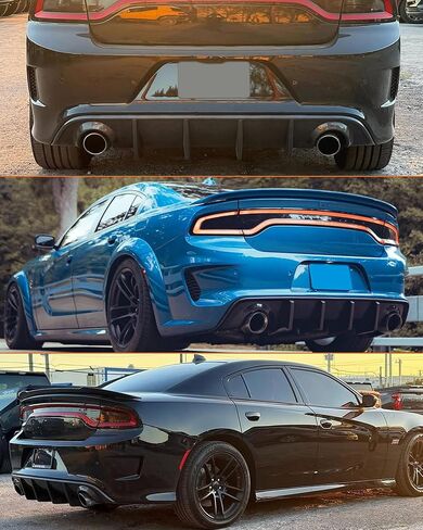 ناشر خلفي بمظهر من ألياف الكربون متوافق مع 2015-2024 دودج تشارجر SRT GT R/T Pack Scat Daytona نماذج غير عريضة الجسم ABS المصد الخلفي للشفاه المفسد in Saudi Arabia